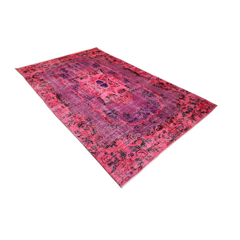 Roze vintage vloerkleed - 277x170 cm - HANDGEMAAKT