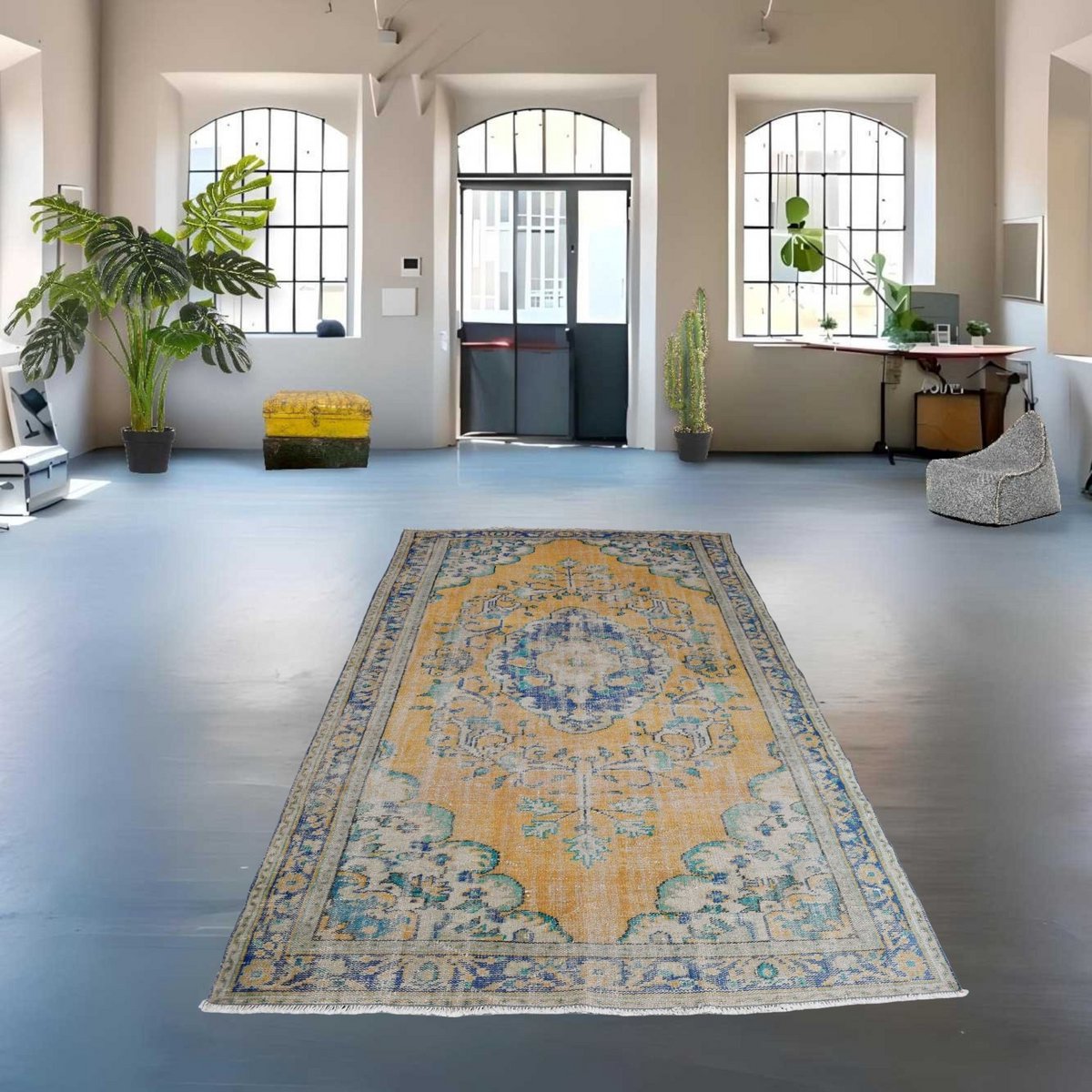 Boho vintage vloerkleed - 277x171 cm - HANDGEMAAKT