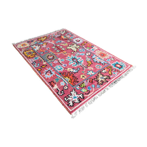 Roze Azeri vloerkleed - 92x66 cm - HANDGEMAAKT