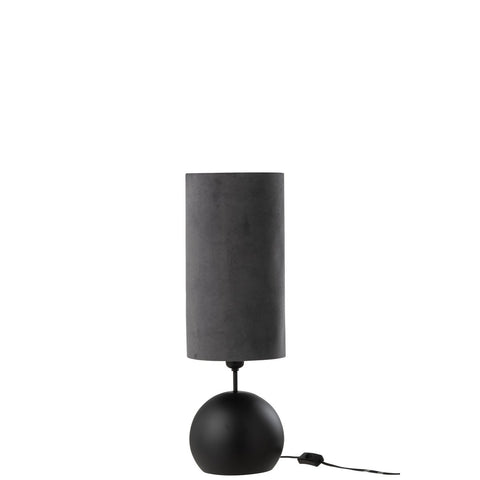 J-Line Lamp Bol Ijzer/Fluweel Zwart/Grijs
