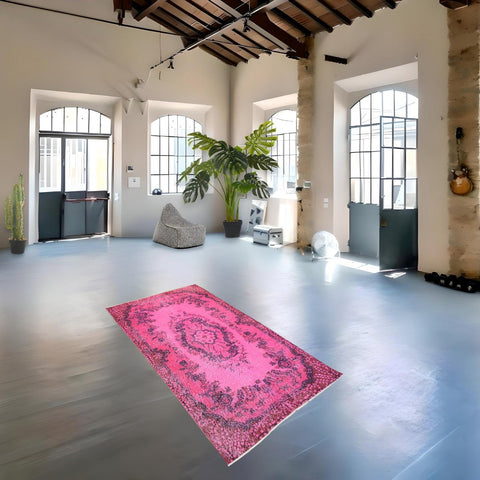 Roze vintage vloerkleed - 203x115 cm - HANDGEMAAKT