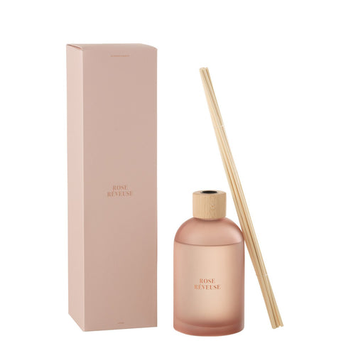 J-Line geurolie + stokjes - Essential Accords - Rose Rêveuse - roze
