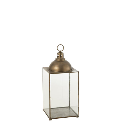 J-Line lantaarn Hagrid - glas/ijzer - brons - medium