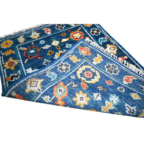 Blauw Azeri vloerkleed - 93x66 cm - HANDGEMAAKT