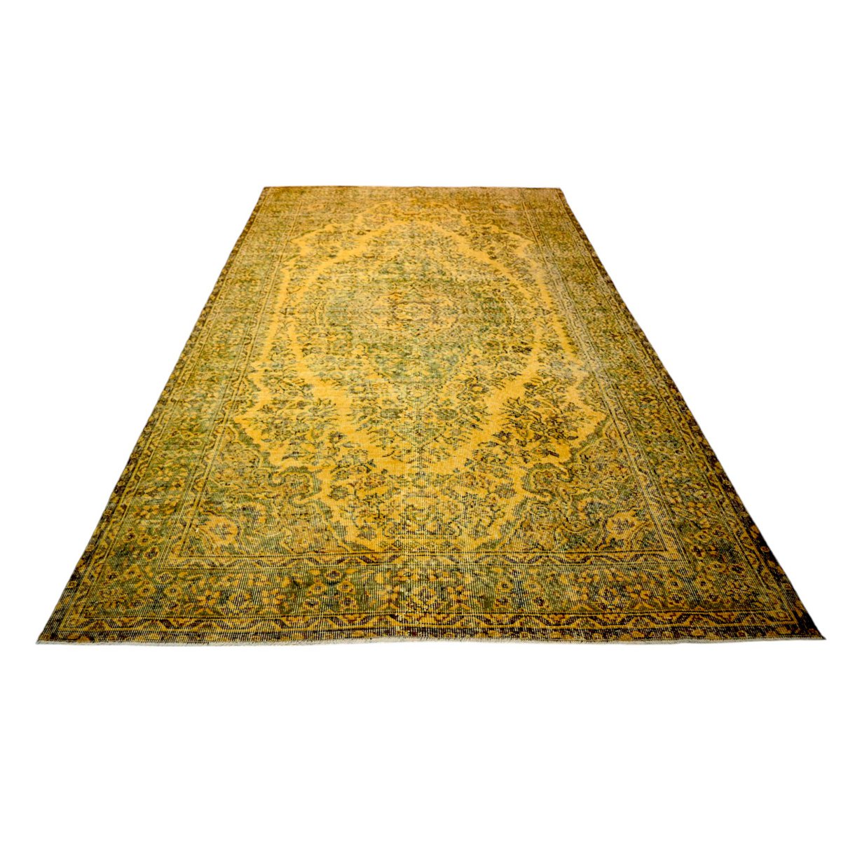 Geel vintage vloerkleed - 281x177 cm - HANDGEMAAKT