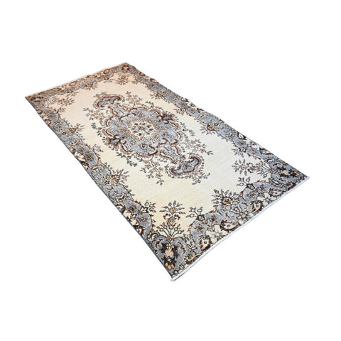 Beige vintage vloerkleed - 203x108 cm - HANDGEMAAKT