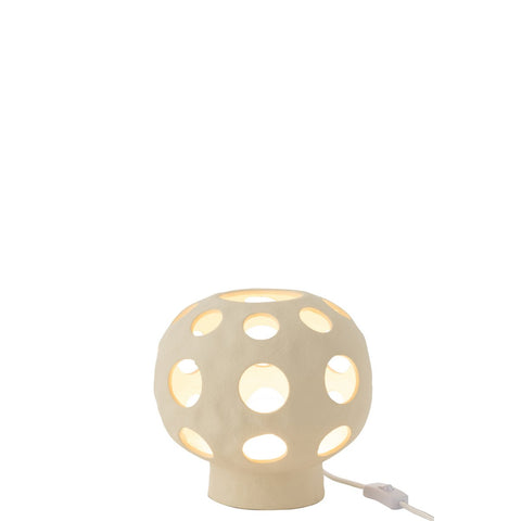 J-Line Tafel Lamp Globe Aardewerk Beige