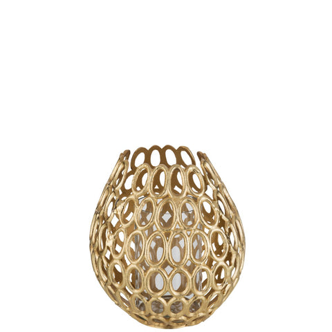 J-Line theelichthouder Eva Ringen - aluminium - goud - small