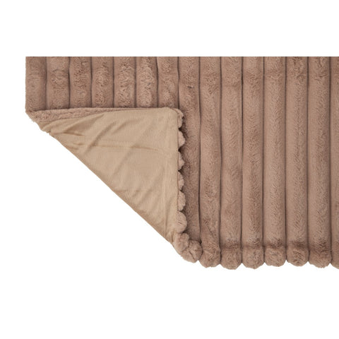 J-Line Plaid corduroy - polyester - licht karamel - 180 x 130 cm