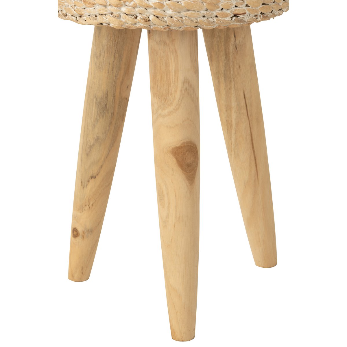 J-Line kruk Rond - hout/waterhyacint - naturel