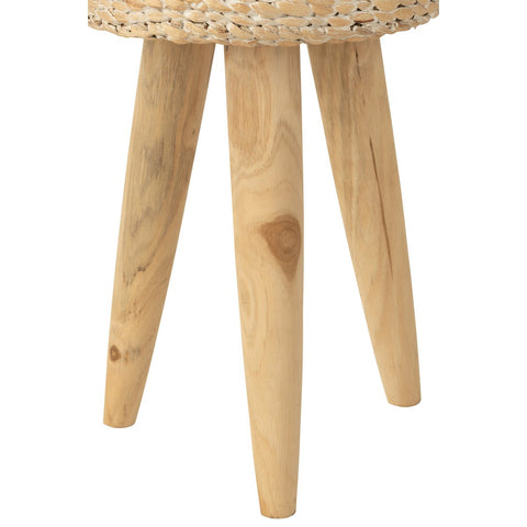 J-Line kruk Rond - hout/waterhyacint - naturel