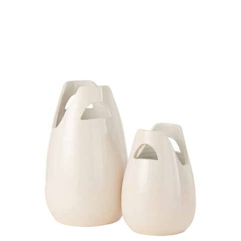 J-Line vaas Handvat - keramiek - wit - large