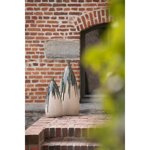 J-Line vaas Verf - keramiek - naturel/groen - small