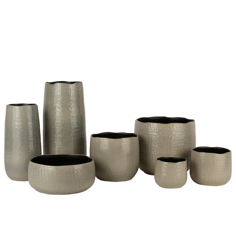 J-Line vaas Patroon - keramiek - lichtgrijs - large