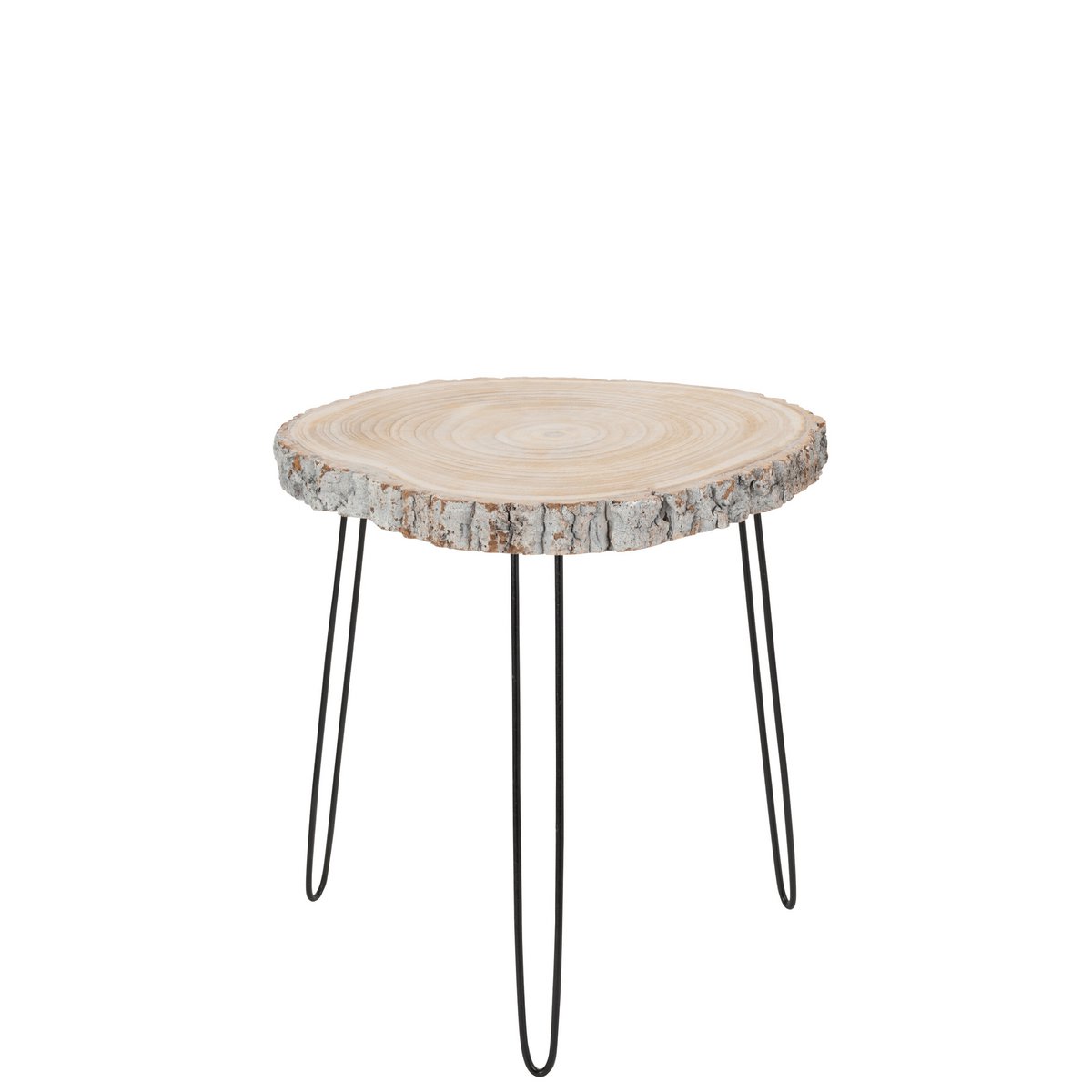 J-Line bijzettafel Paulownia - hout/ijzer - grijs - large