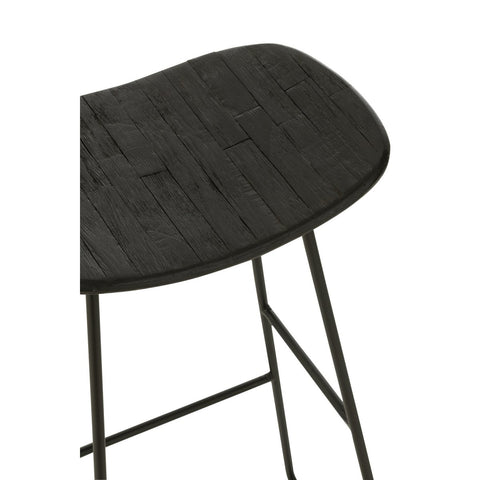 J-Line stoel Rechthoekig - gerecycleerd teak - zwart - large