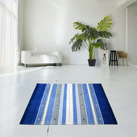 Blauw Gabbeh vloerkleed - 180x120 cm - HANDGEMAAKT