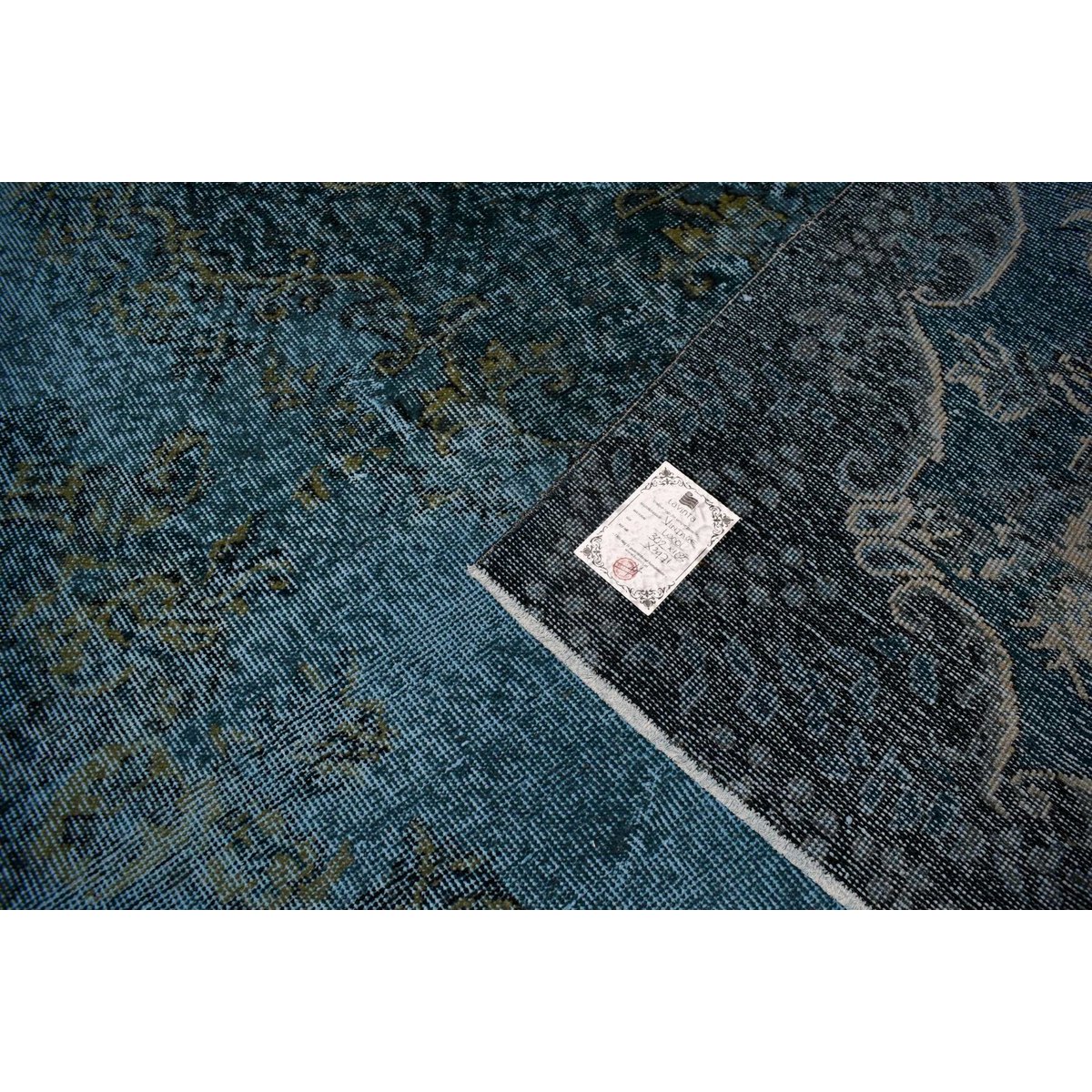 Blauw vintage vloerkleed - 302x185 cm - HANDGEMAAKT