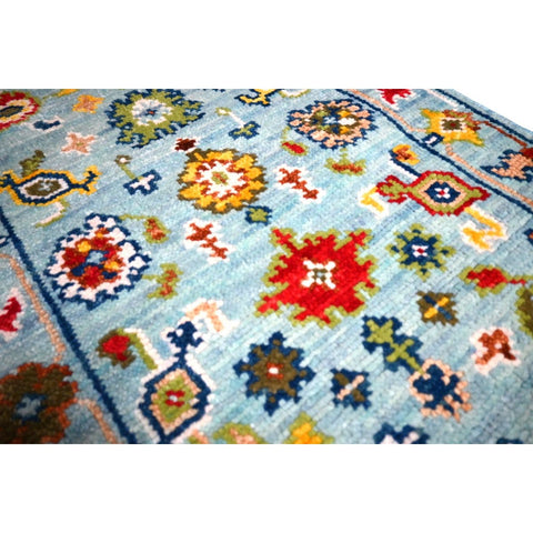 Blauw Azeri vloerkleed - 95x65 cm - HANDGEMAAKT