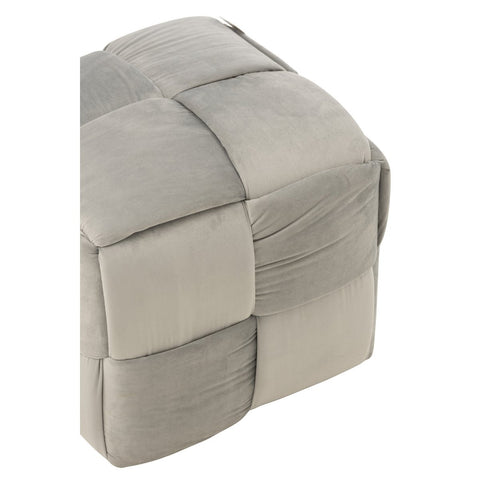 J-Line Poef 1-Zit Textiel/Hout  Licht Grijs