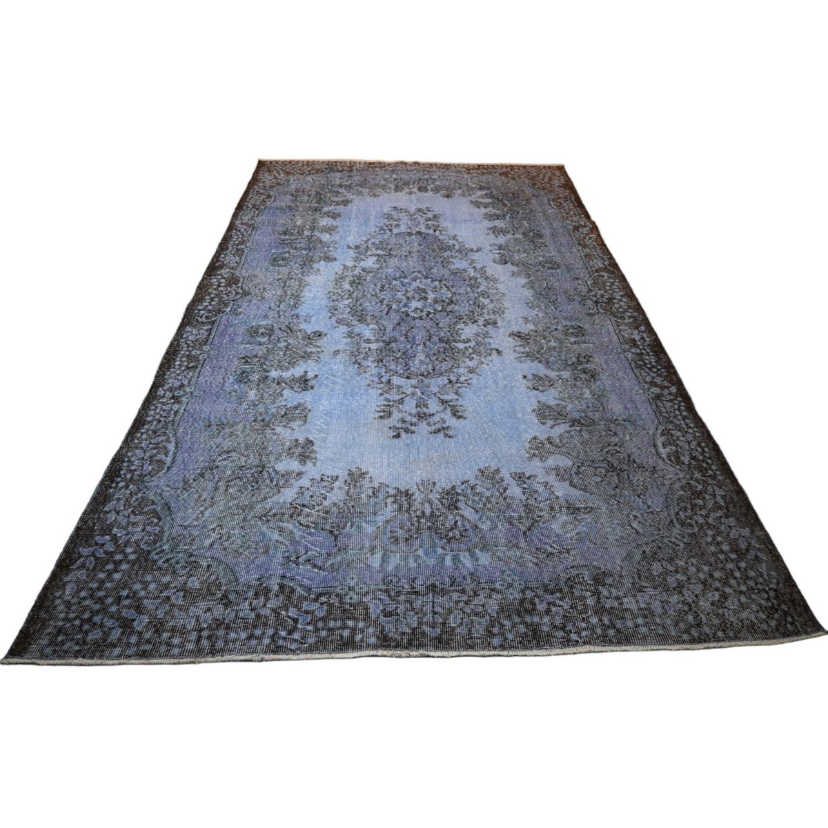 Blauw vintage vloerkleed - 298x178 cm - HANDGEMAAKT