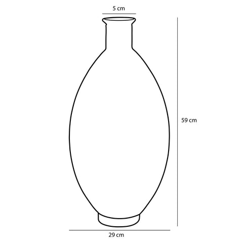Firenza Fles Vaas - H59 x Ø29 cm - Gerecycled Glas - Donkerblauw