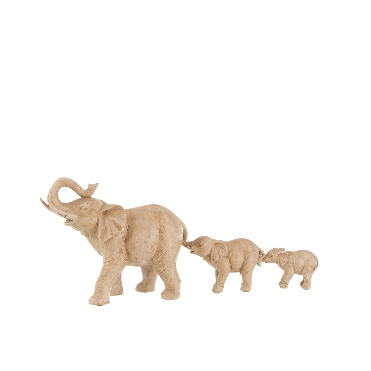 J-Line Olifant 3 Op Een Rij Poly Beige