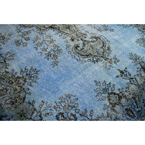 Vintage vloerkleed blauw - 282x167 cm - HANDGEMAAKT