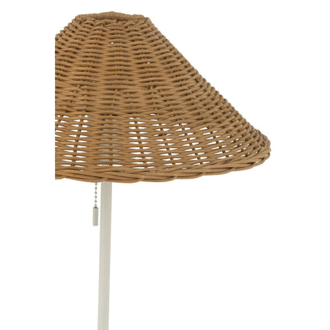 J-Line tafellamp - metaal/rotan - wit/naturel