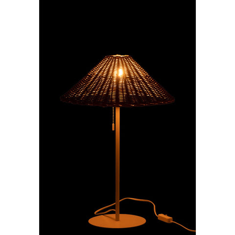 J-Line tafellamp - metaal/rotan - wit/naturel