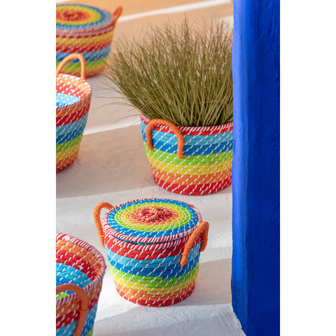 J-Line Set Van 3 Mand Regenboog Strepen+Handvaten Zeegras Mix