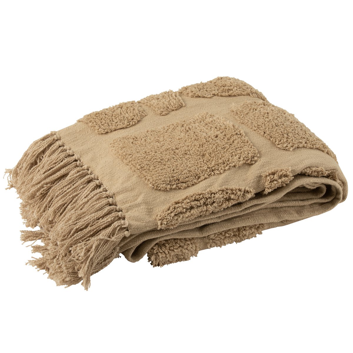 J-Line Plaid Sidney - polyester - beige - 192 x 123 cm
