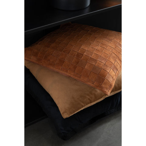 J-Line kussen Vierkant Klein - leder - cognac