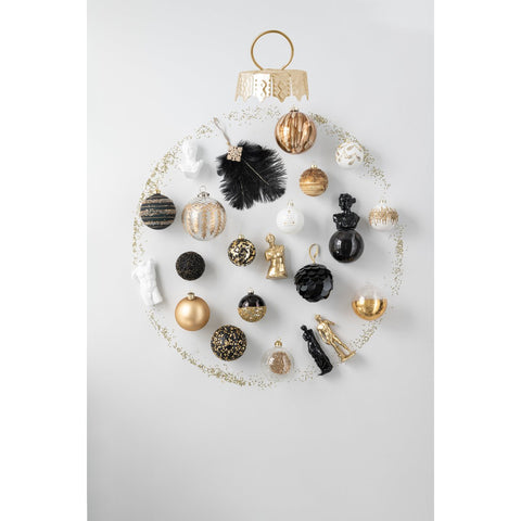 J-Line Doos Van 4 Kerstballen Blinkend Goud Glas Transparant Large