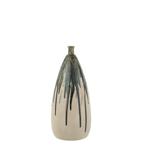 J-Line vaas Verf - keramiek - naturel/groen - small