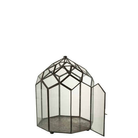 J-Line Terrarium Glas/Metaal Zwart Medium