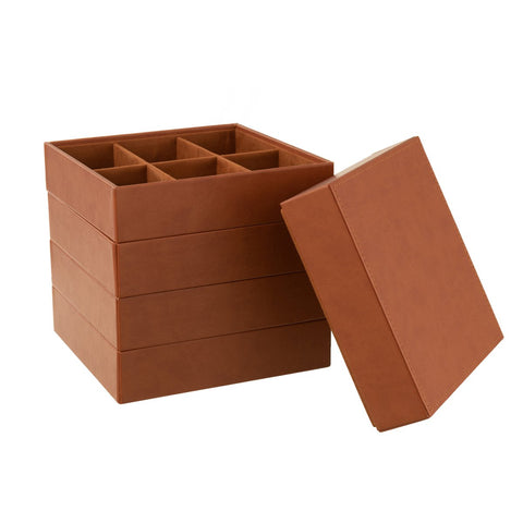 J-Line Juwelendoos 4 Delen Kunstleder Cognac