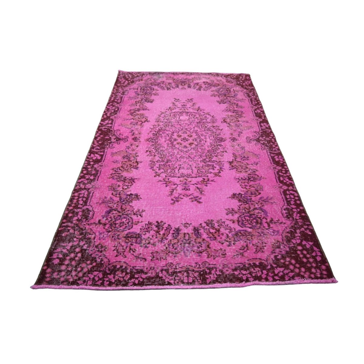 Roze vintage vloerkleed - 186x110 cm - HANDGEMAAKT