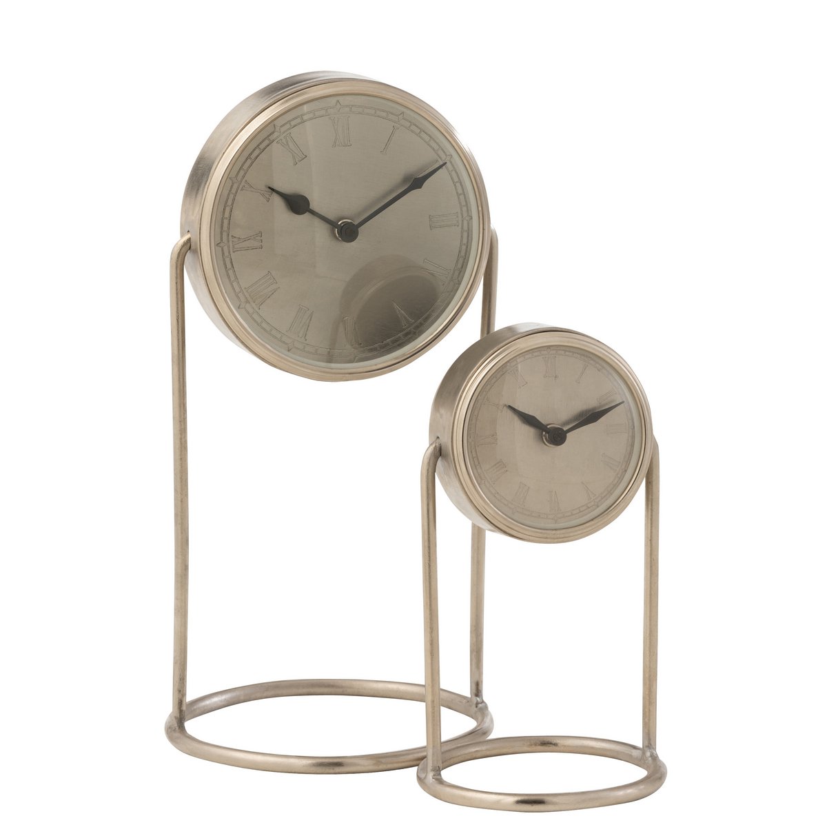 J-Line Retro klok - metaal - zilver - L - Ø 18 cm