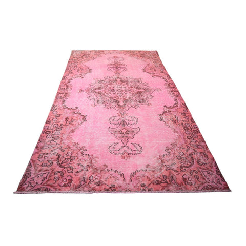 Roze vintage vloerkleed - 208x117 cm - HANDGEMAAKT