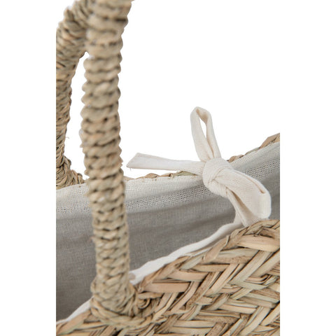 J-Line Strandtas Kant Bloem+Kwast Jute Naturel/Wit