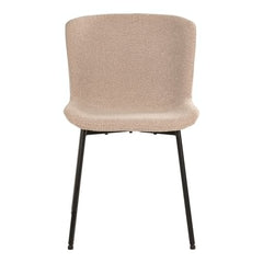 Maceda Dining Chair - Eetkamerstoel in bouclé, beige met zwarte poten - Set van 2