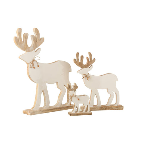 J-Line Rendier Op Voet Mango Hout Wit/White Wash Large