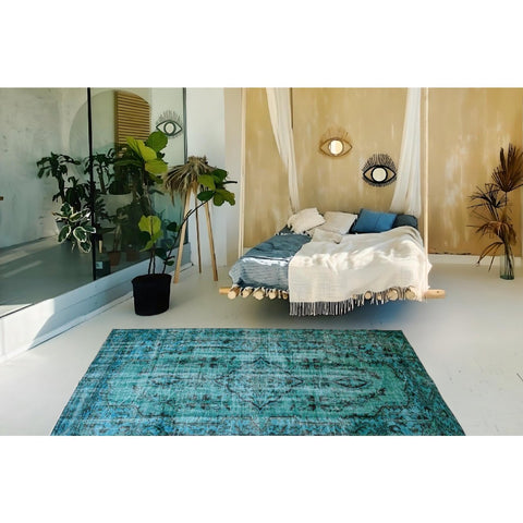 Turquoise vintage vloerkleed - 267x172 cm - HANDGEMAAKT