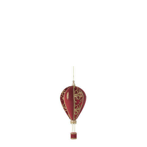 J-Line Heteluchtballon Hangend Polyfoam/Textiel Rood/Goud Small