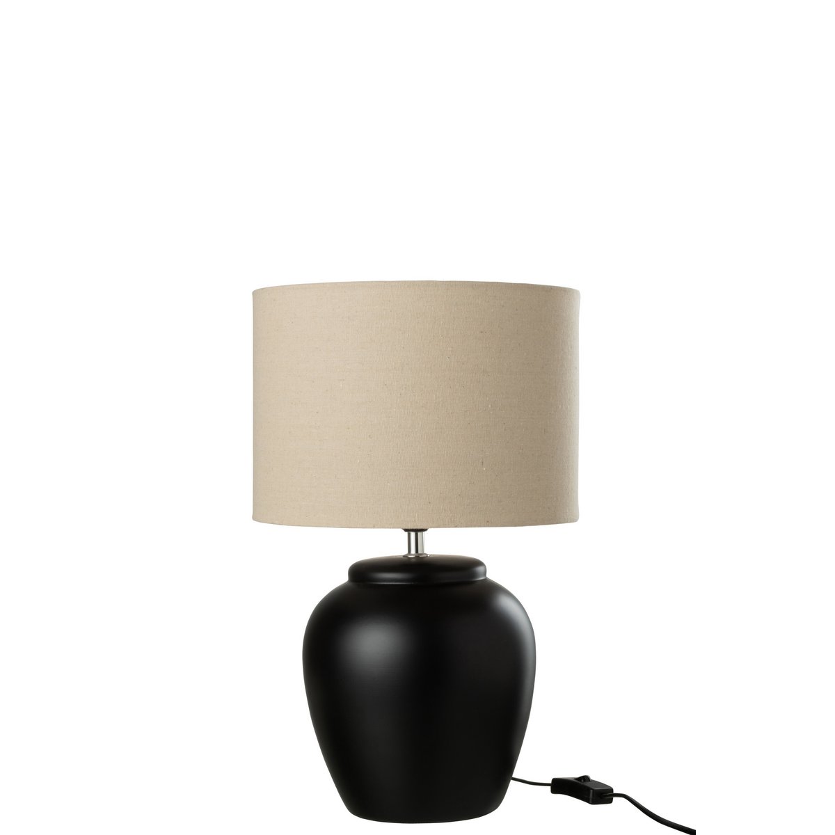 Lamp Meli + kap - keramiek - linnen - zwart - small