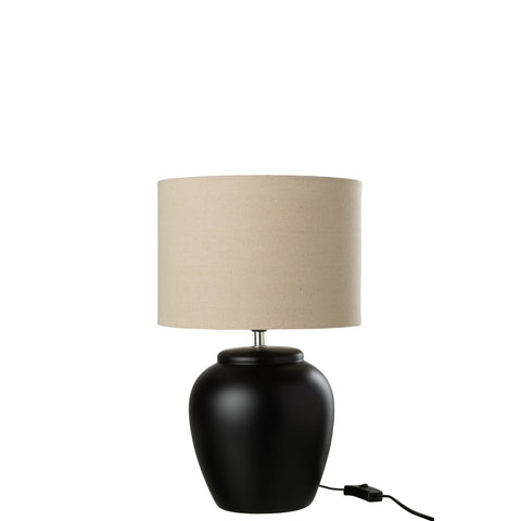 Lamp Meli + kap - keramiek - linnen - zwart - small