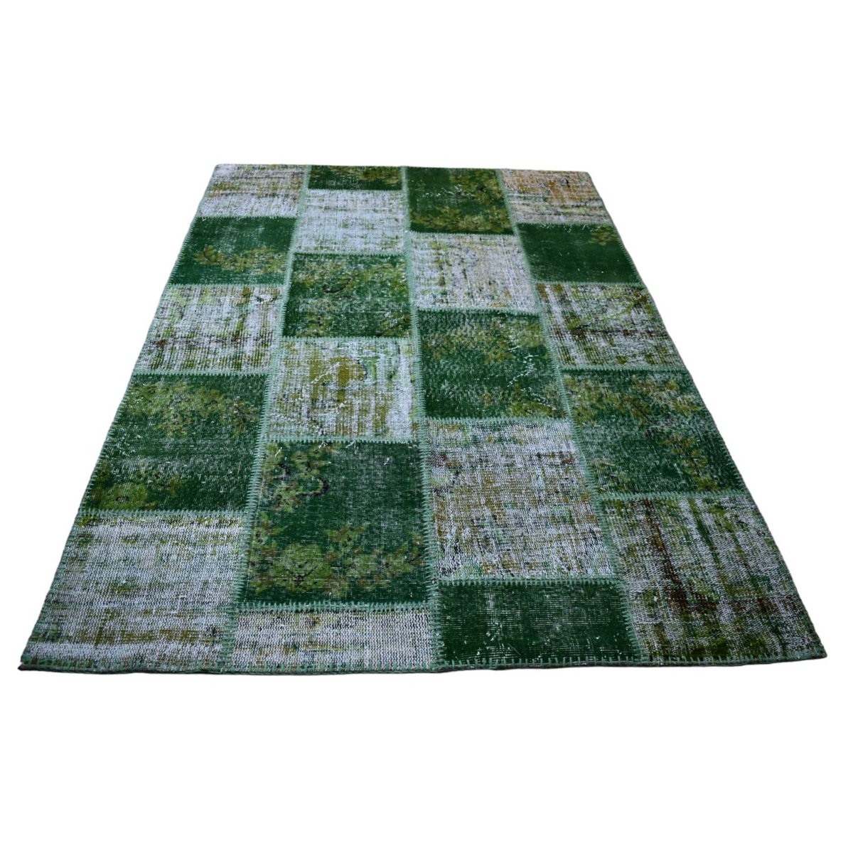 Groen patchwork vloerkleed - 235x160 cm - HANDGEMAAKT