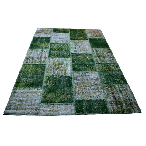 Groen patchwork vloerkleed - 235x160 cm - HANDGEMAAKT