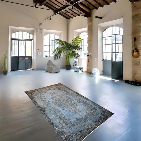 Blauw vintage vloerkleed - 274x152 cm - HANDGEMAAKT